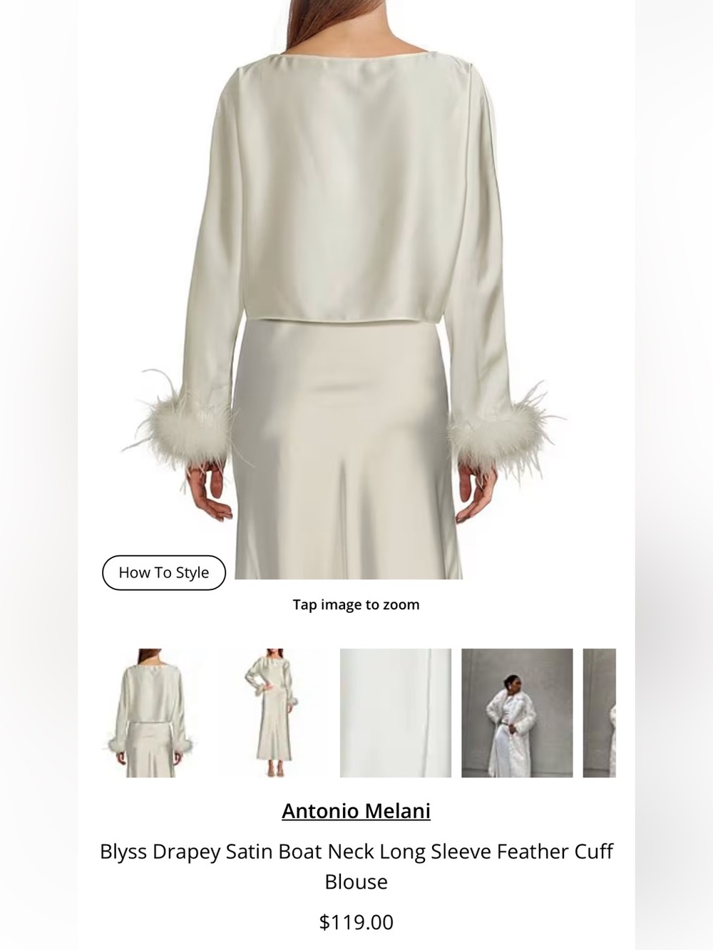 ANTONIO MELANI Ivory Satin Set with Feather Cuffs - Picture 2 of 15